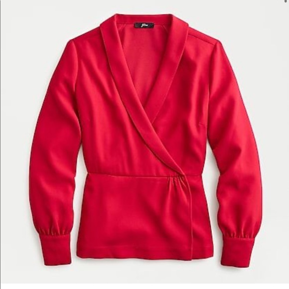 J CREW Drapey Faux-Wrap Top in 365 Crepe 10T - Picture 3 of 11